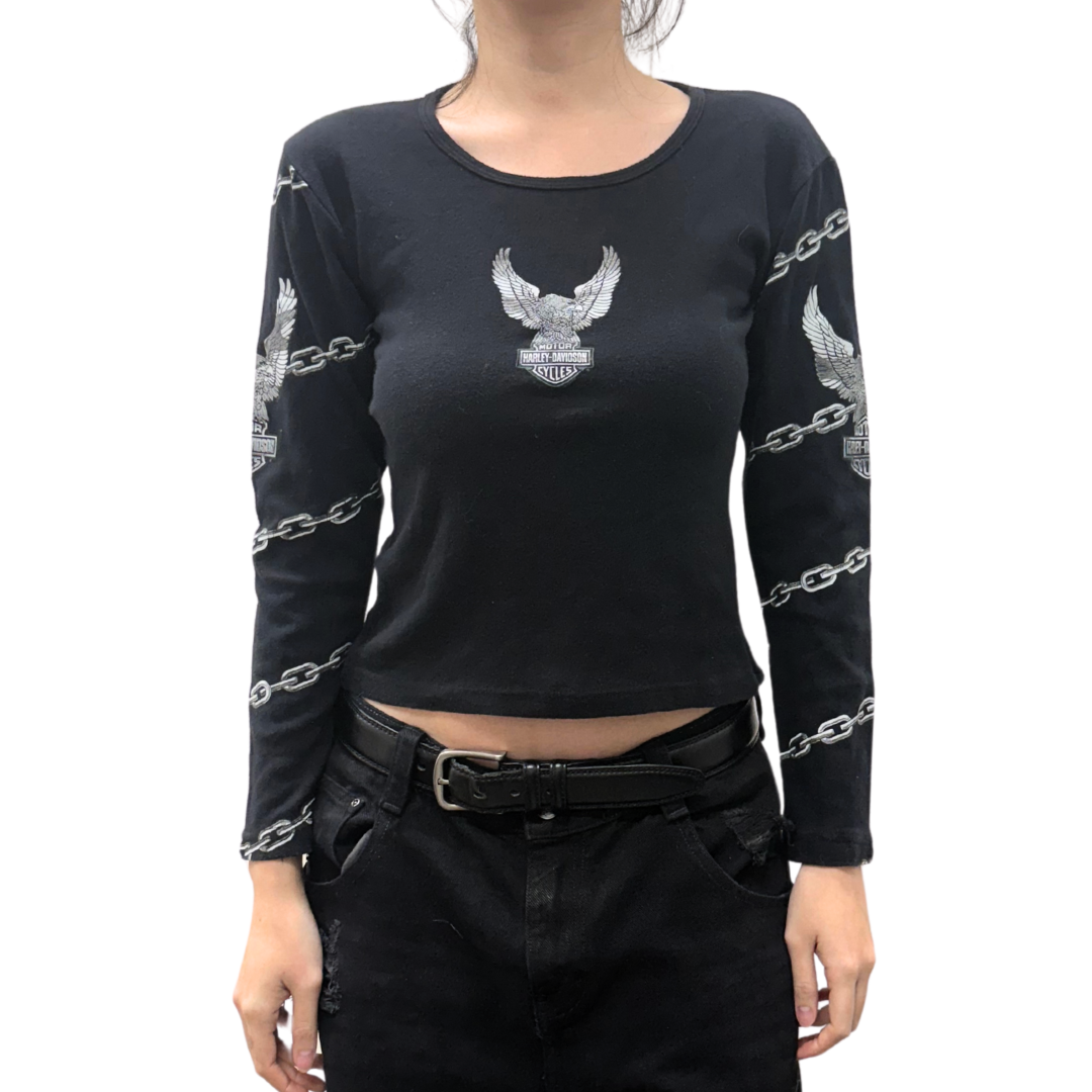 Harley Davidson Black Long Sleeve Top