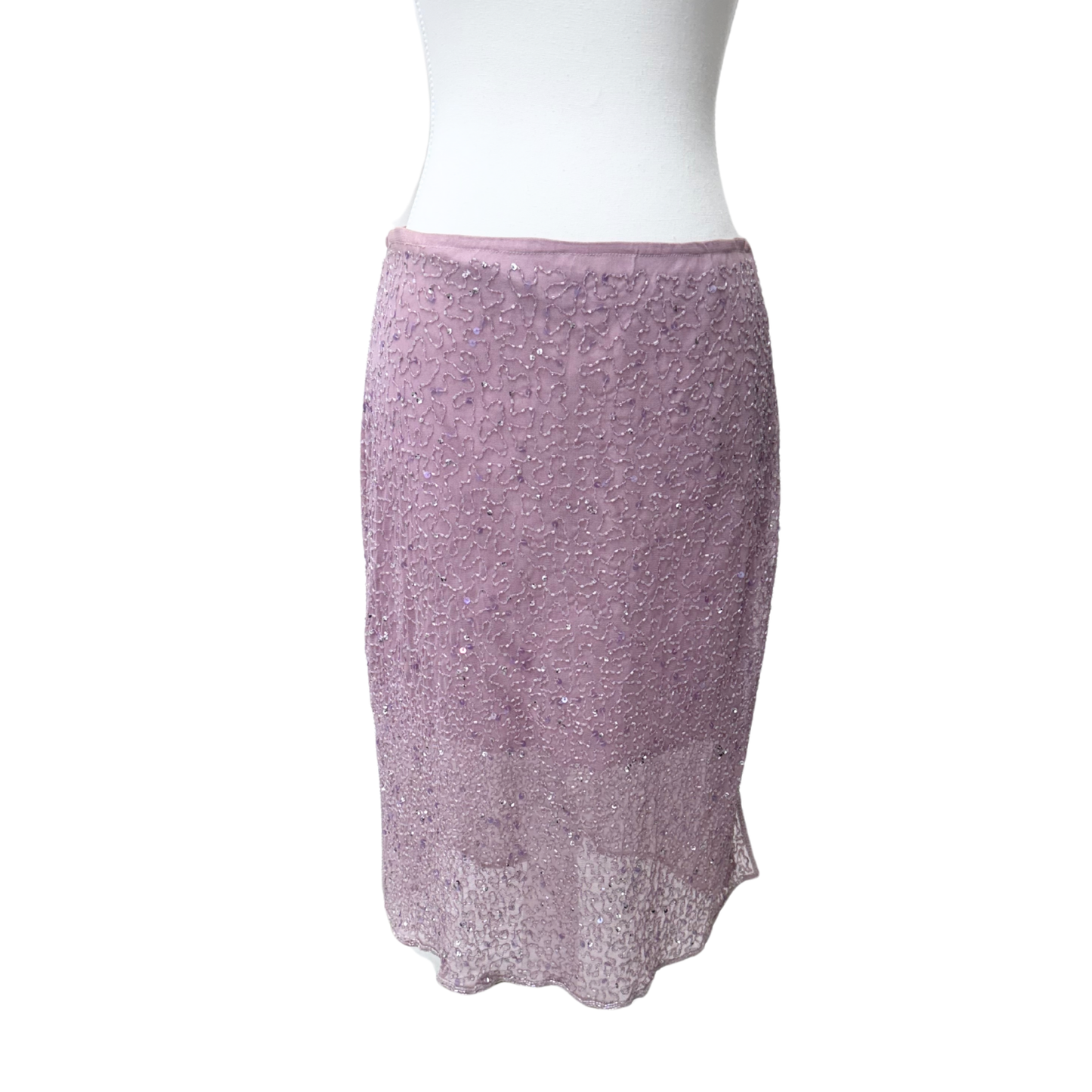 Zanz Purple Beaded Mesh Midi Skirt
