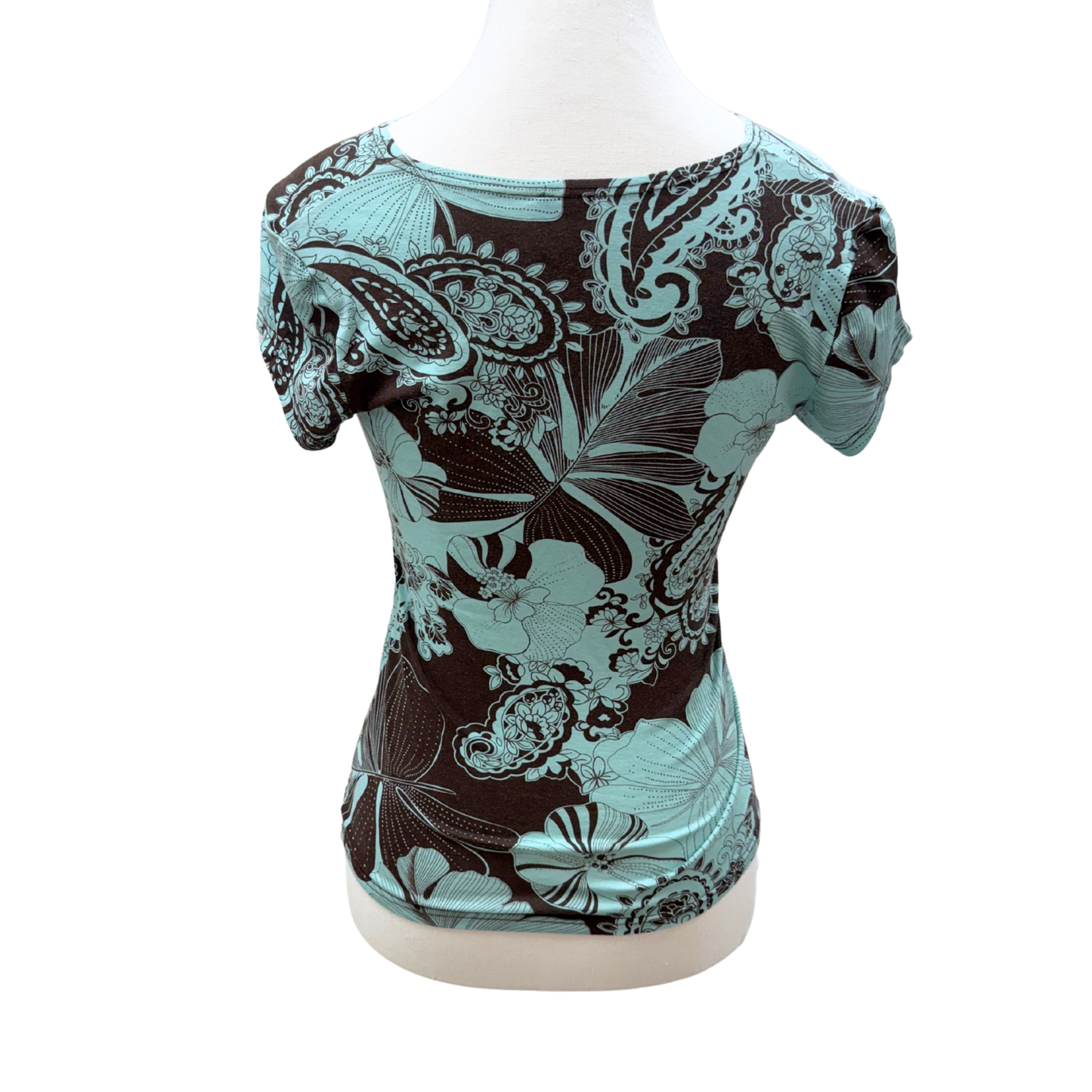Style Blue Brown Floral Paisley Top