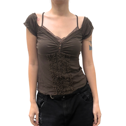 Sisley Brown Lace Top