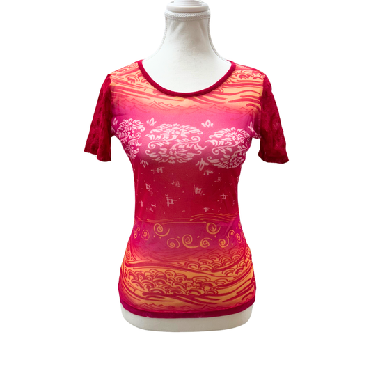 Montego Red Mesh Top