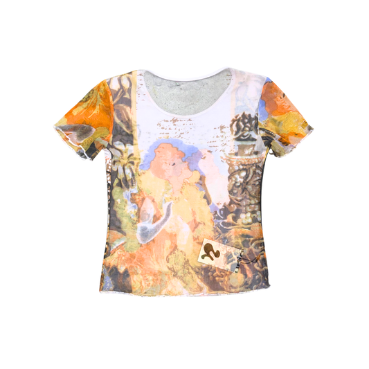 Euro Multicolor Mesh Short Sleeve Top