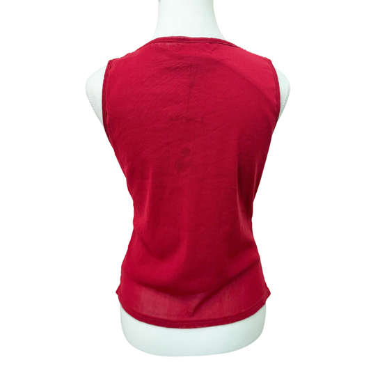 H & D Red Sequin Beaded Mesh Tank Top