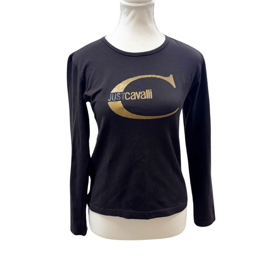Just Cavalli Brown Graphic Long Sleeve Top