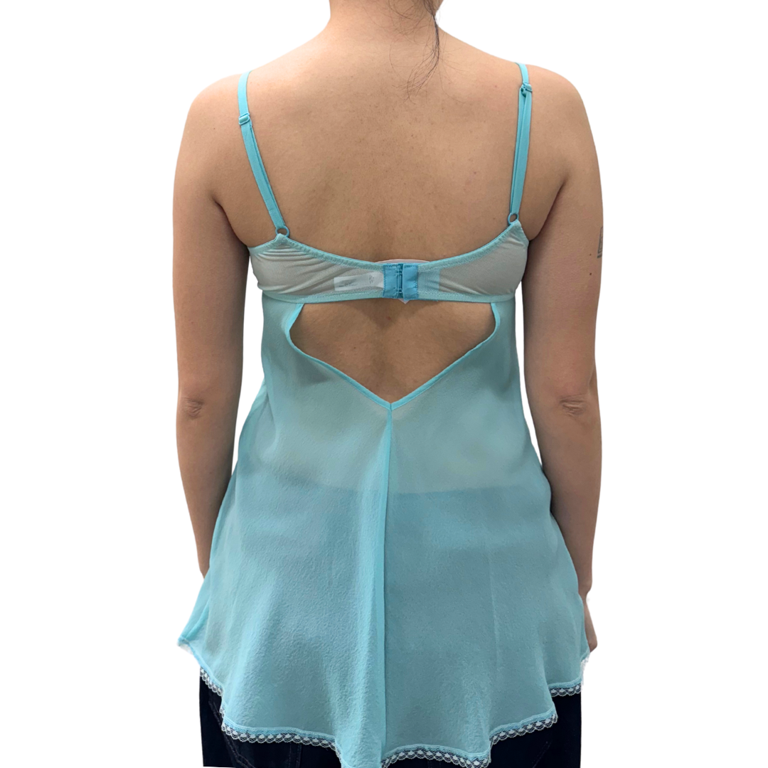 Victoria's Secret Blue Mesh Milkmaid Slip Cami