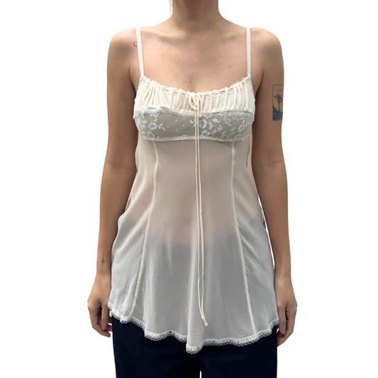 Victoria's Secret White Mesh Milkmaid Slip Cami
