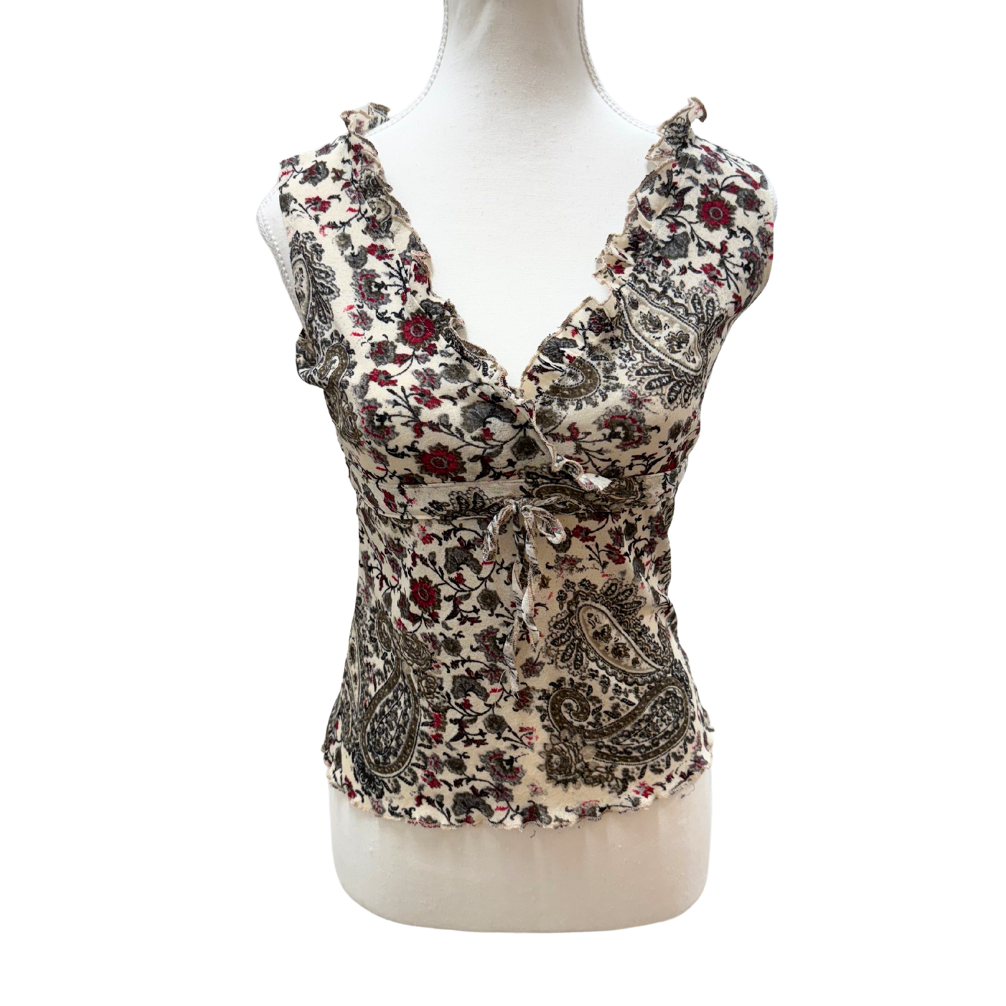Da Li Peng Cream Floral Paisley Top