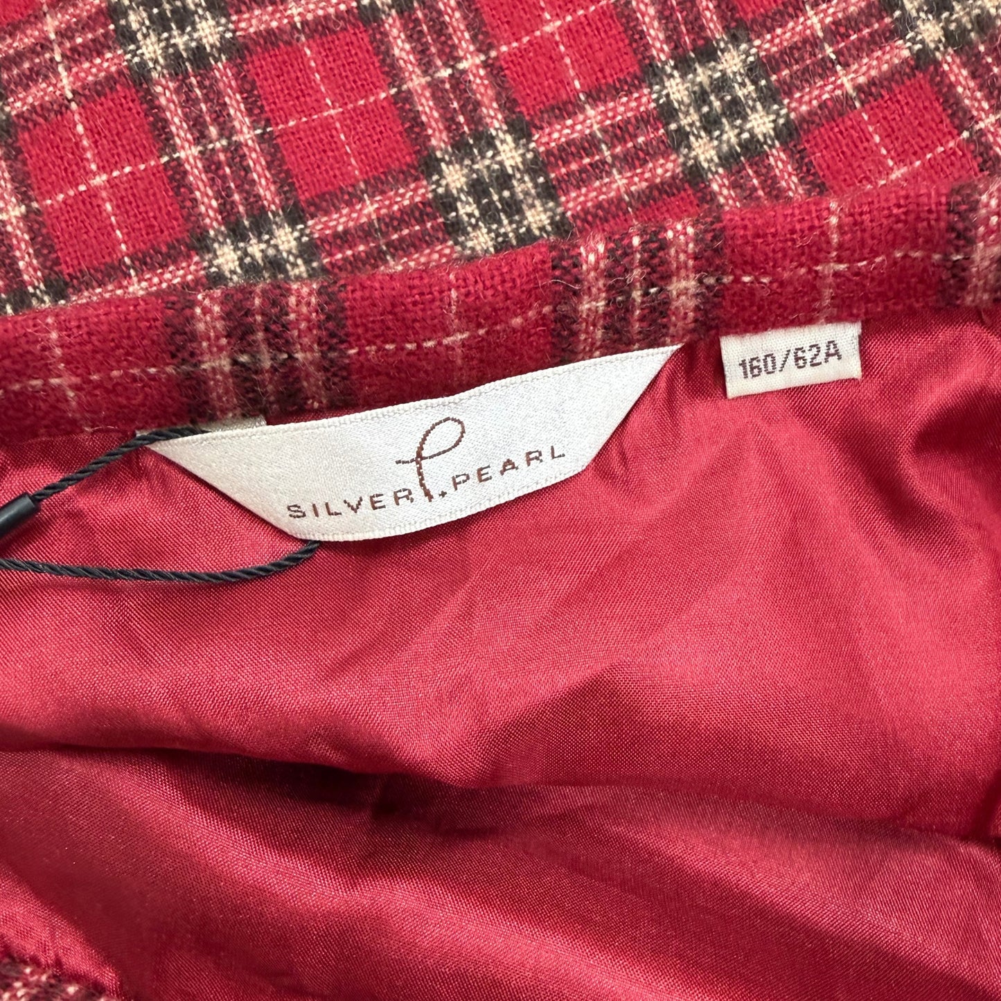 Silver Pearl Red Plaid Midi Skirt