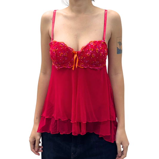 Victoria's Secret Red Floral Babydoll Cami