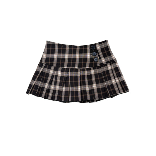 Greenwich Village Brown Plaid Mini Skirt
