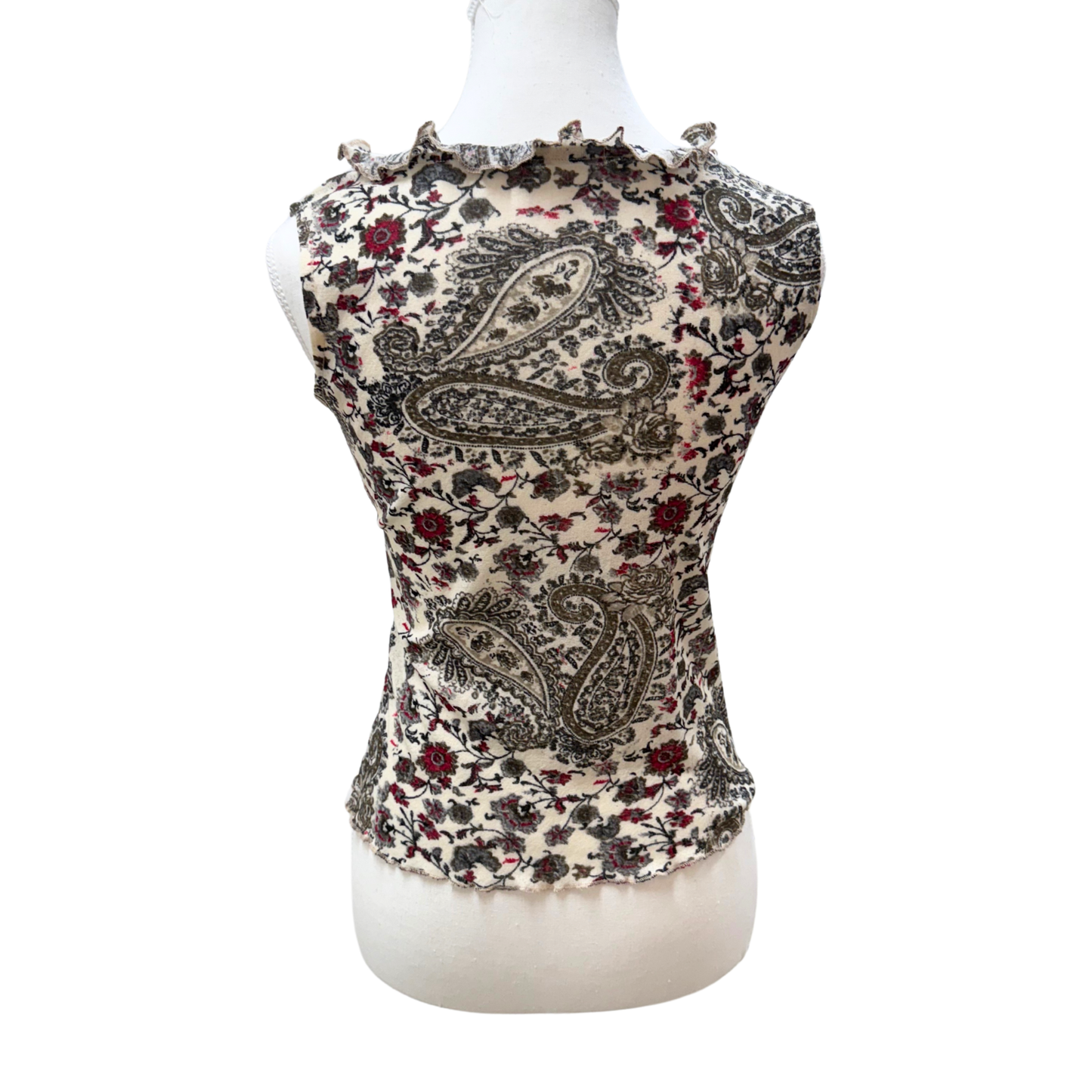 Da Li Peng Cream Floral Paisley Top