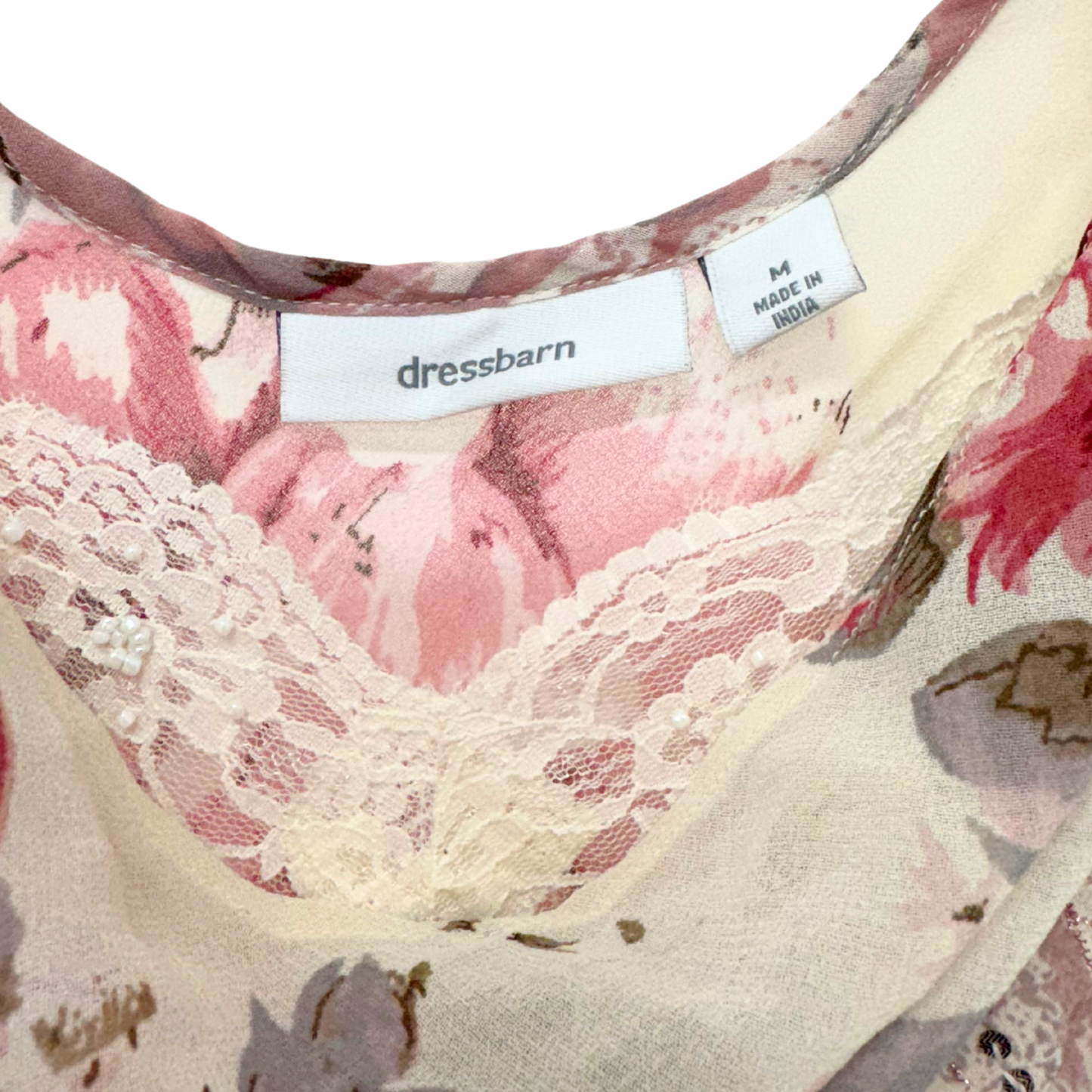 Dressbarn Beige Floral Maxi Dress