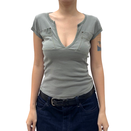 Vixen Gray V-Neck Top
