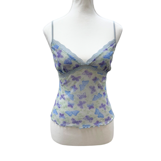 Blue Butterfly Mesh Cami