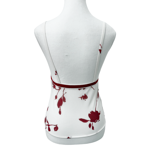 La Perla White Red Floral Mesh Cami