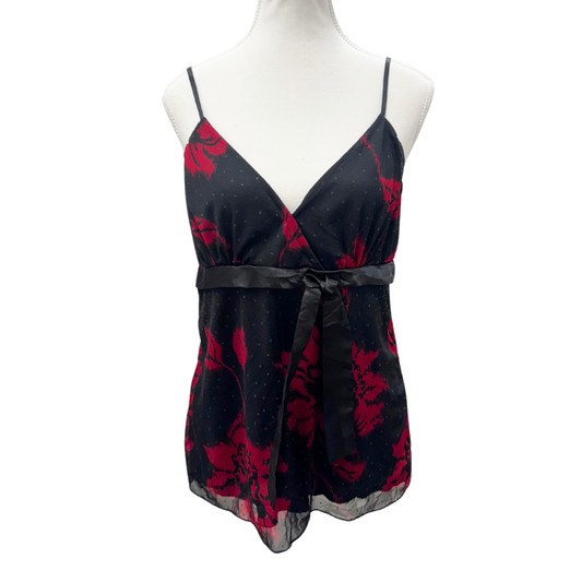 Hot Tempered Black Red Floral Cami