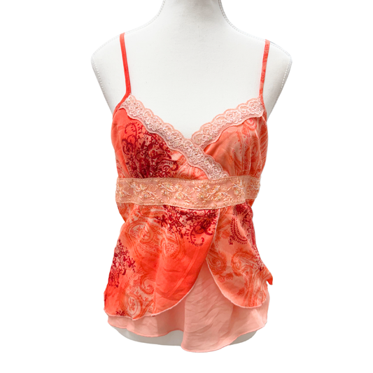 Anxiety Orange Paisley Lace Cami