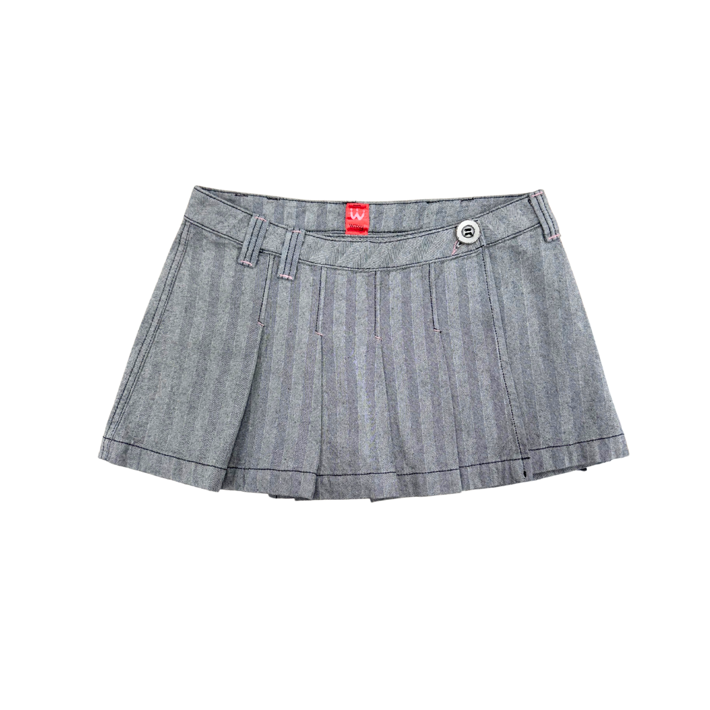 Waxy Gray Pleated Mini Skirt