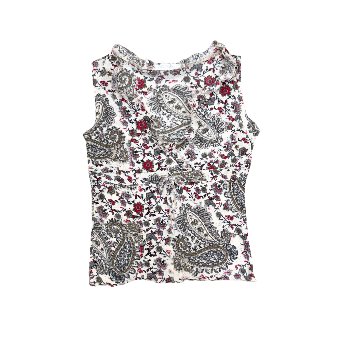 Da Li Peng Cream Floral Paisley Top