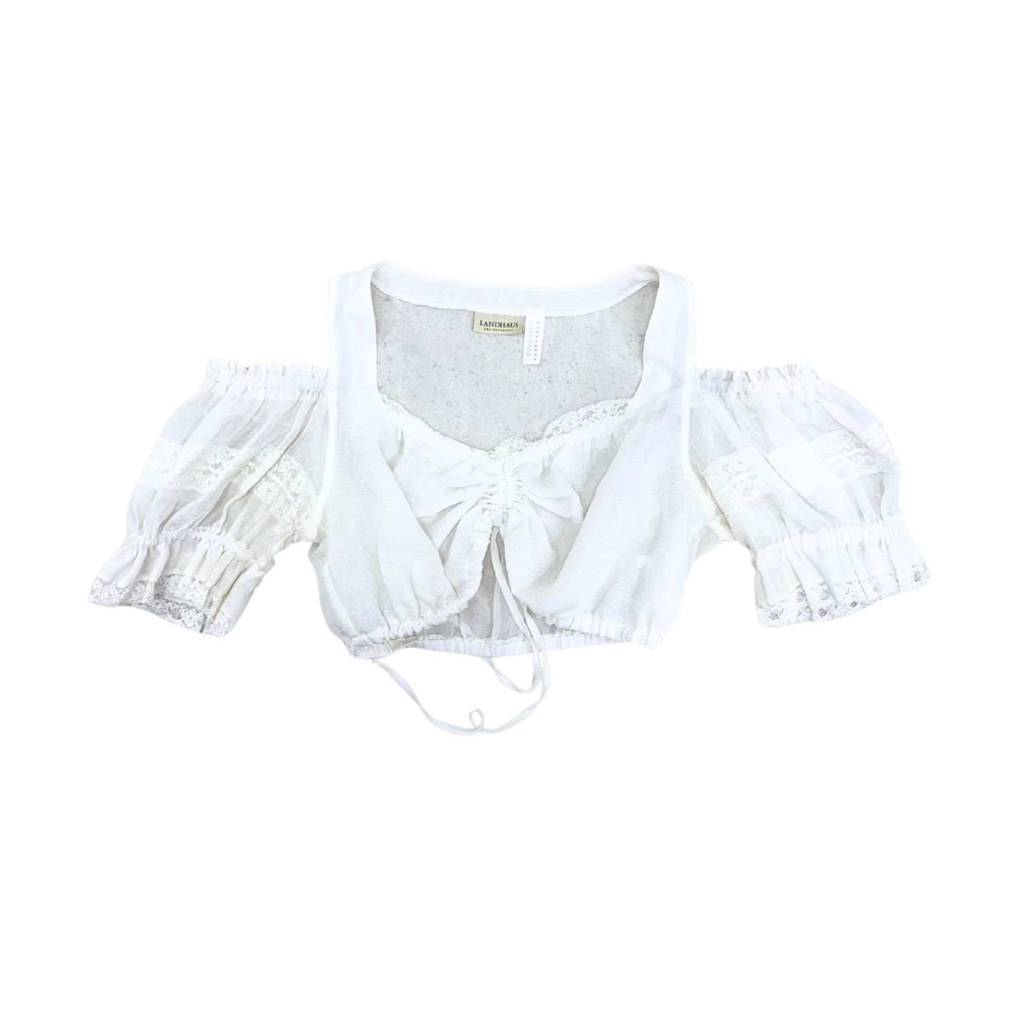 Landhaus White Puff Sleeve Cropped Top