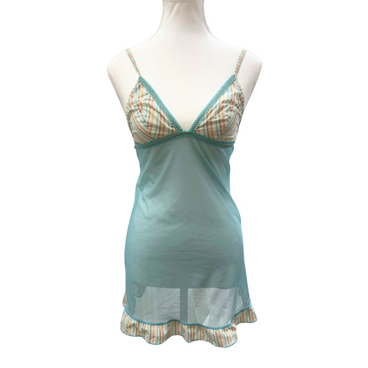 Swan Blue Striped Mesh Slip Dress