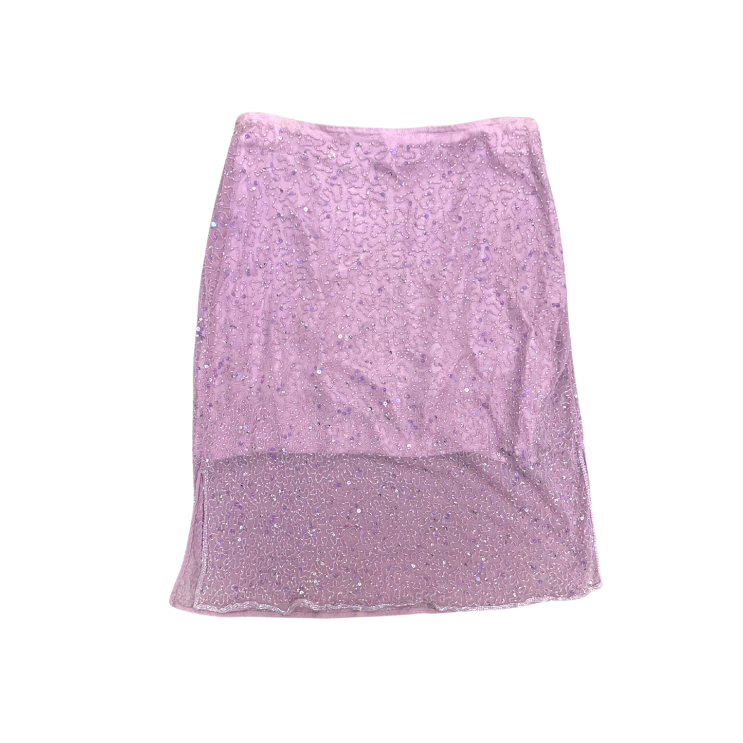 Zanz Purple Beaded Mesh Midi Skirt