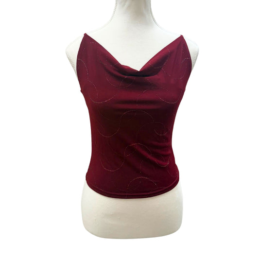 Burgundy Sparkly Cowl Neck Tank Top