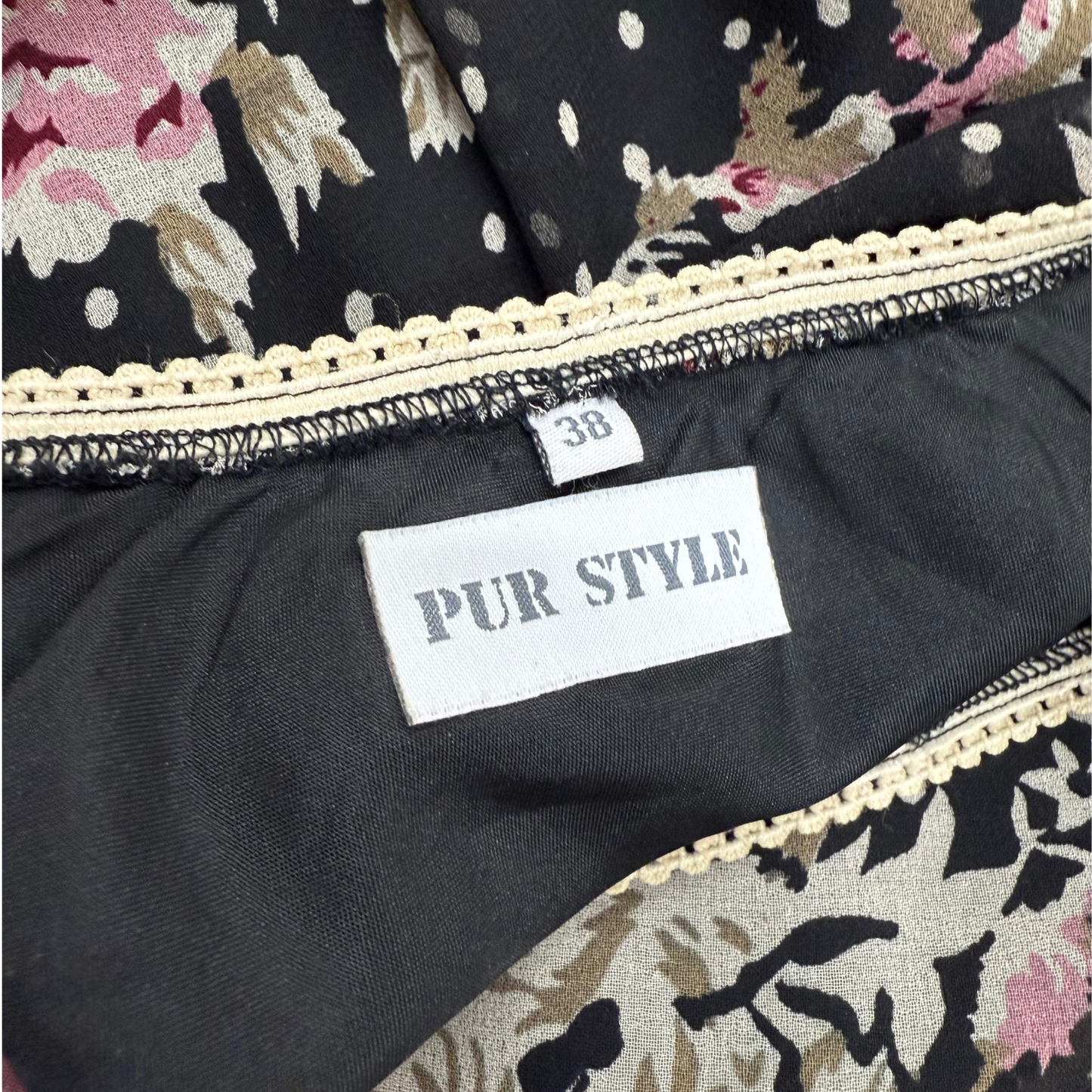Pur Style Black Floral Lace Midi Skirt