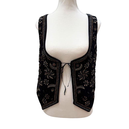 Mango Suit Black Black Beaded Vest