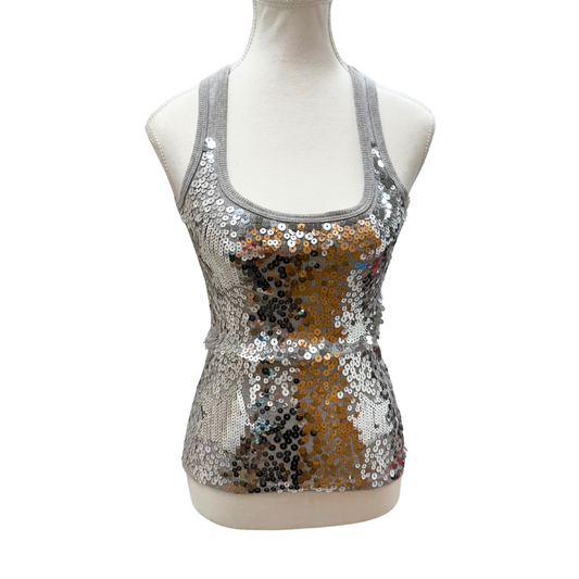 Denny Rose Gray Sequin Tank Top