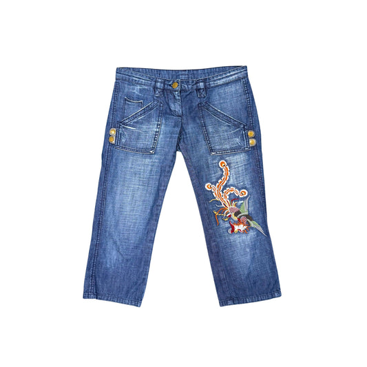 Datch Embroidered Denim Capri