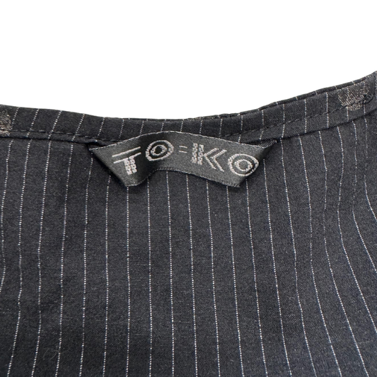 TO-KO Black Polka Dot Pinstriped Tank Top