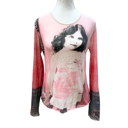 Pink Mesh Girl Long Sleeve Top