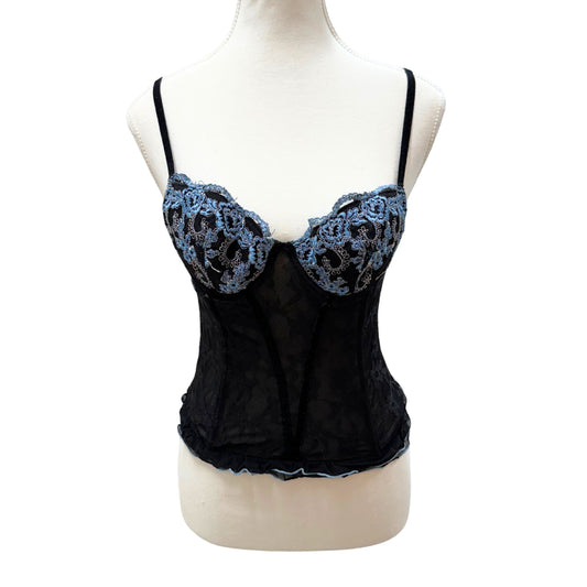 Jennifer Black Blue Lace Corset Cami