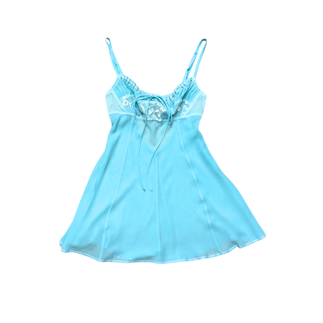 Victoria's Secret Blue Mesh Milkmaid Slip Cami