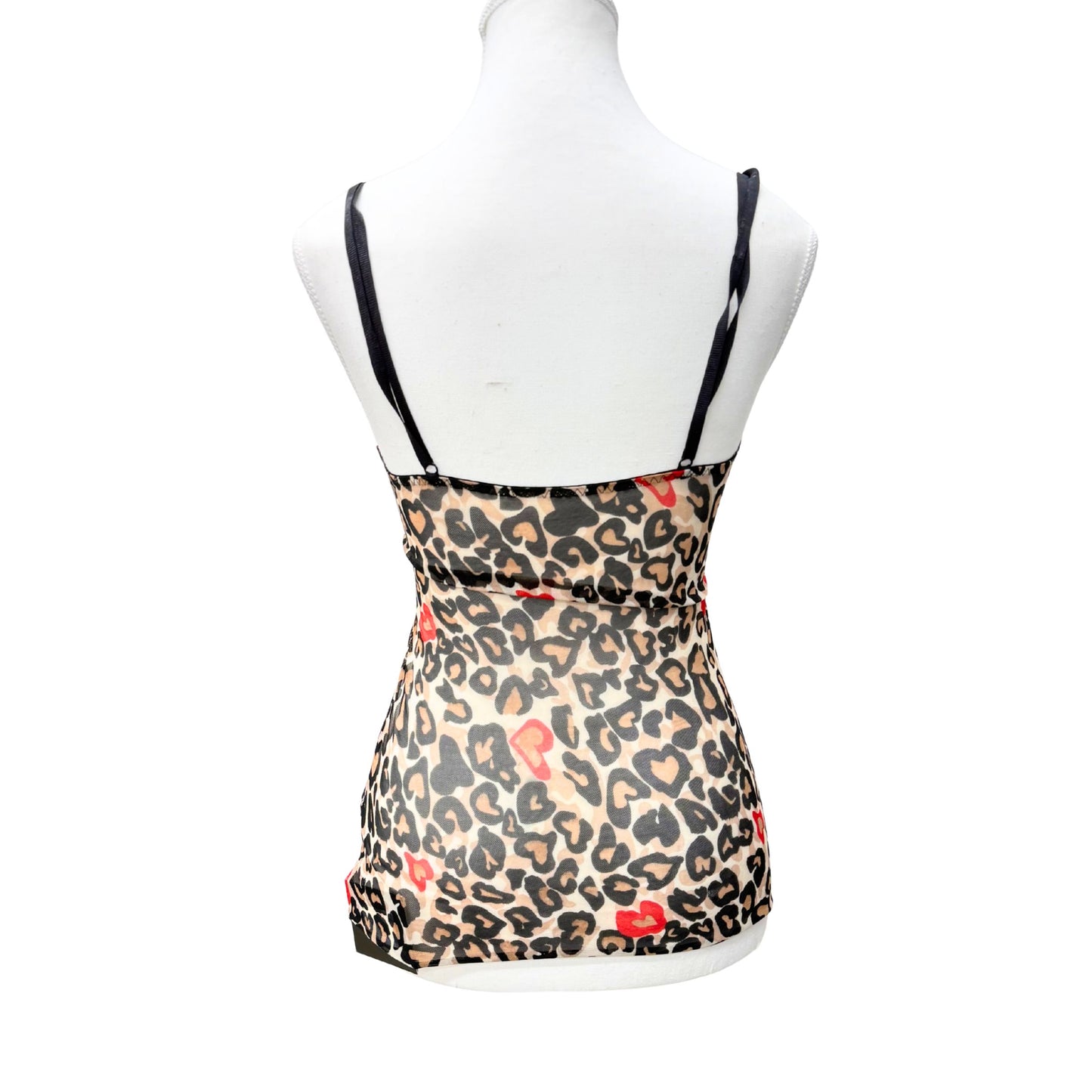 Leopard Print Red Lace Mesh Cami