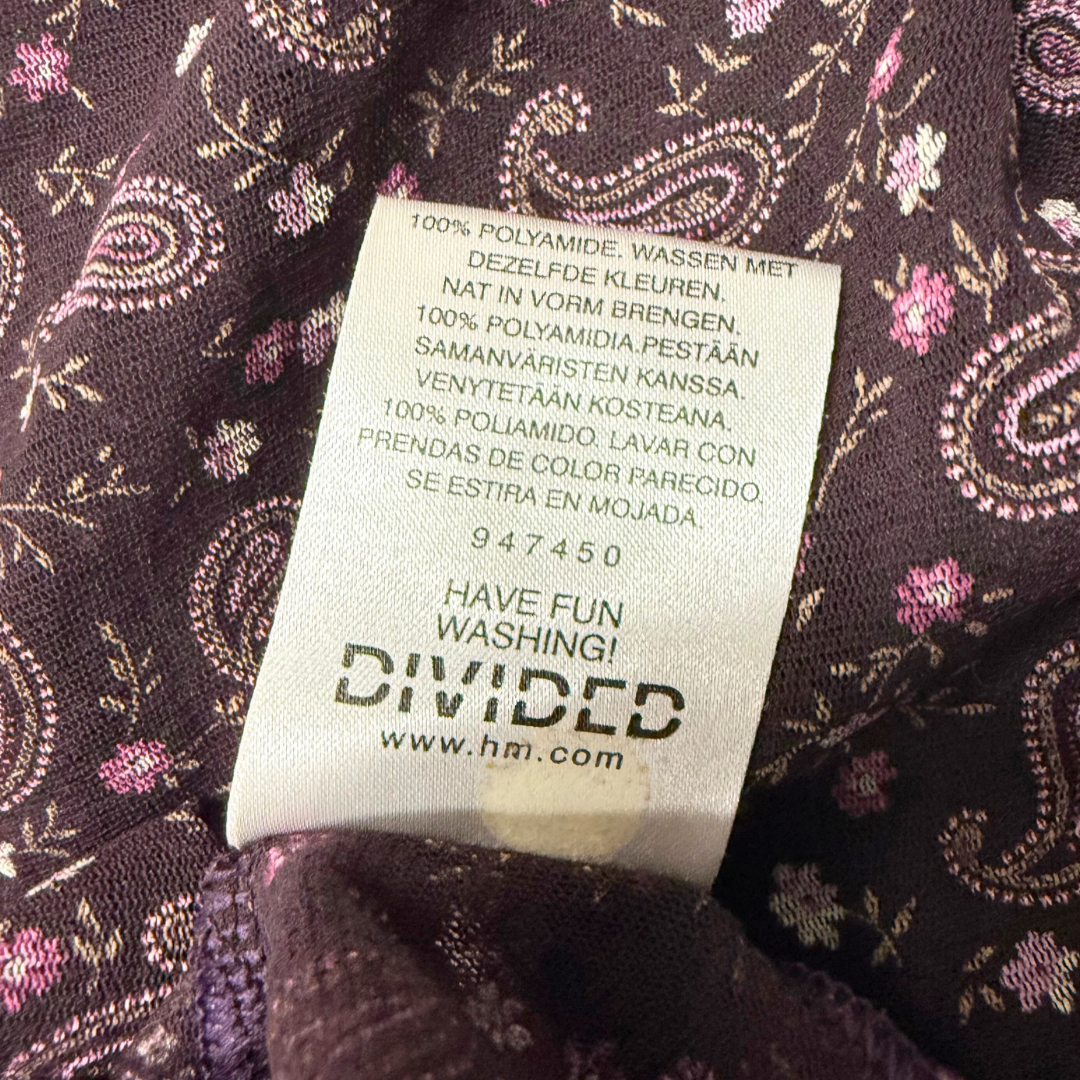 Divided Purple Floral Mesh Bell Top