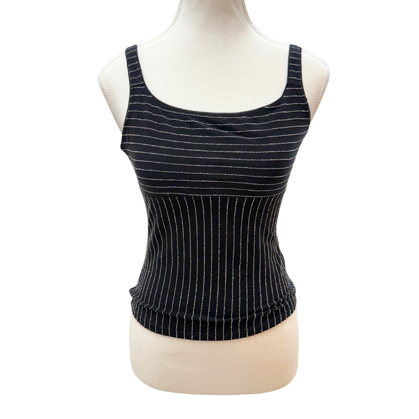 Black Striped Sparkly Tank Top