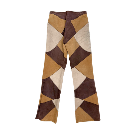 Mangoon Brown Leather Patchwork Pant