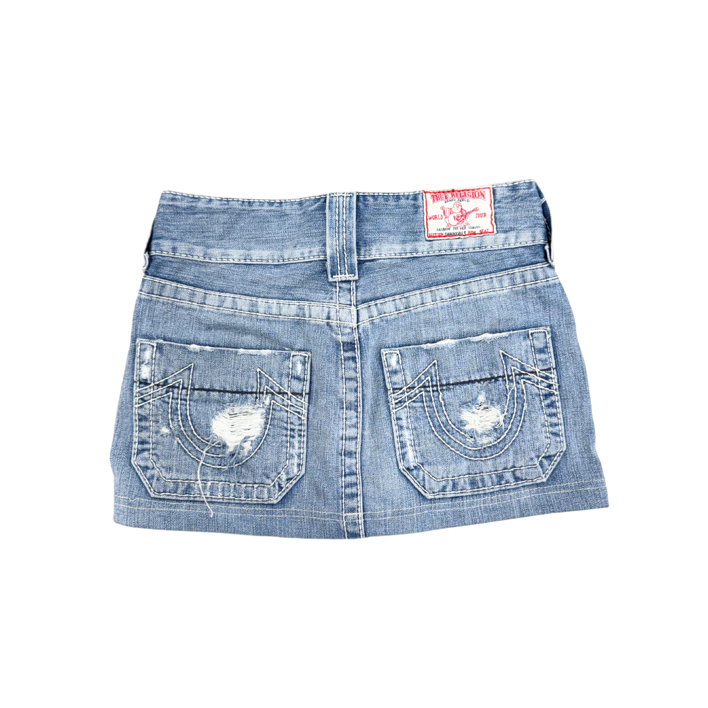 True Religion Light Washed Denim Mini Skirt