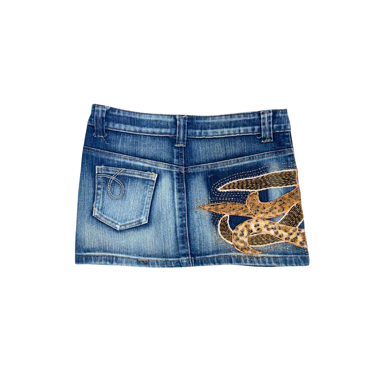 Sexy Woman Beaded Denim Mini Skirt