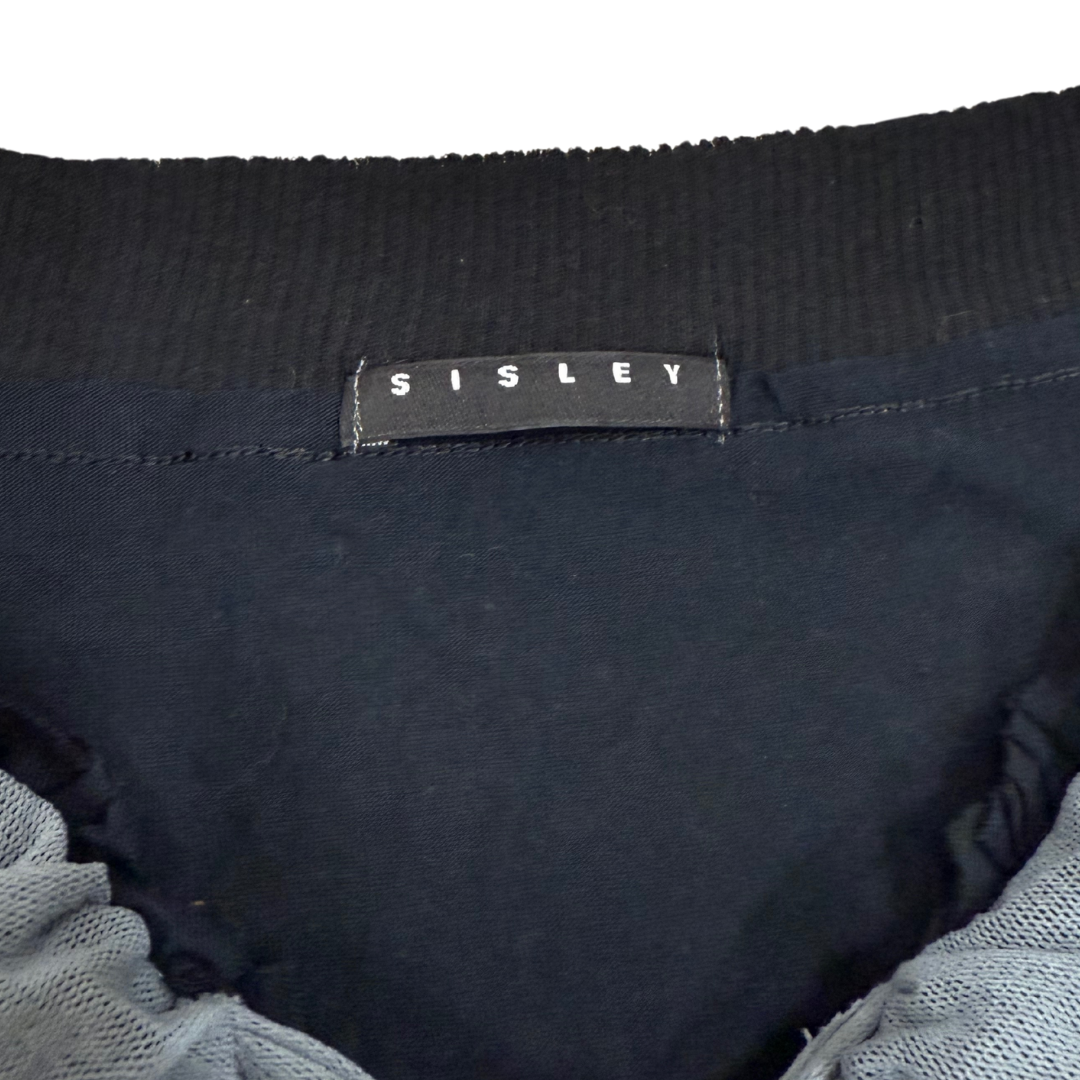 Sisley Black Grey Ruffle Tank Top