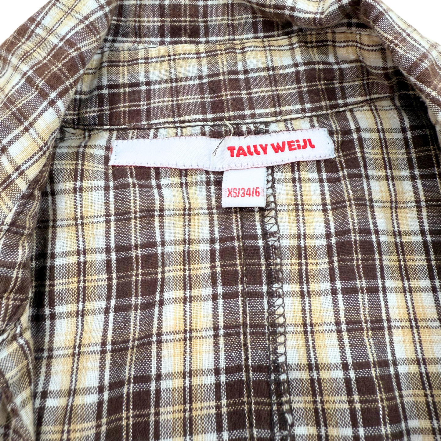 Tally Weijl Brown Yellow Plaid Top