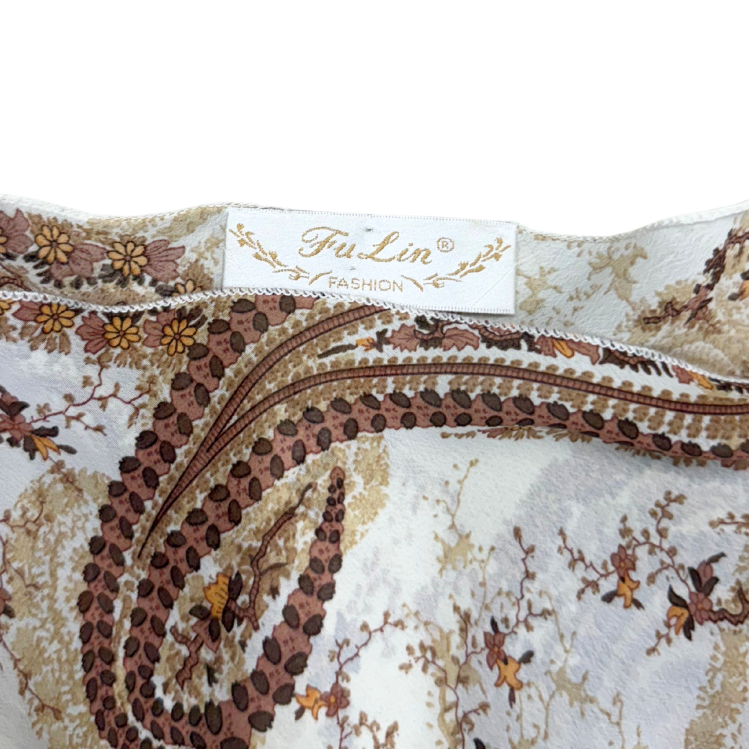 Fu Lin Beige Paisley Bell Sleeve Top