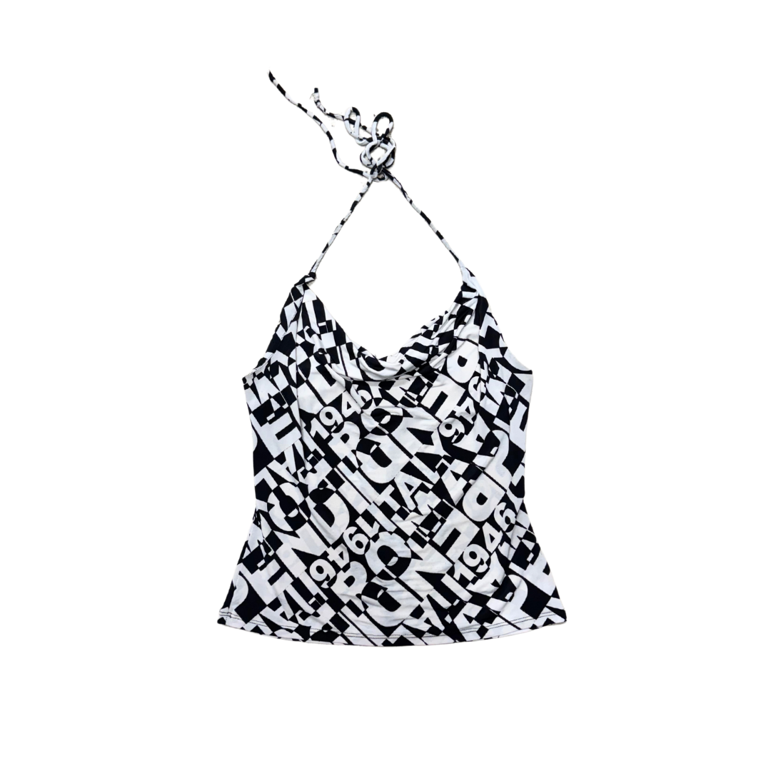 San Joy Black White Halter Top