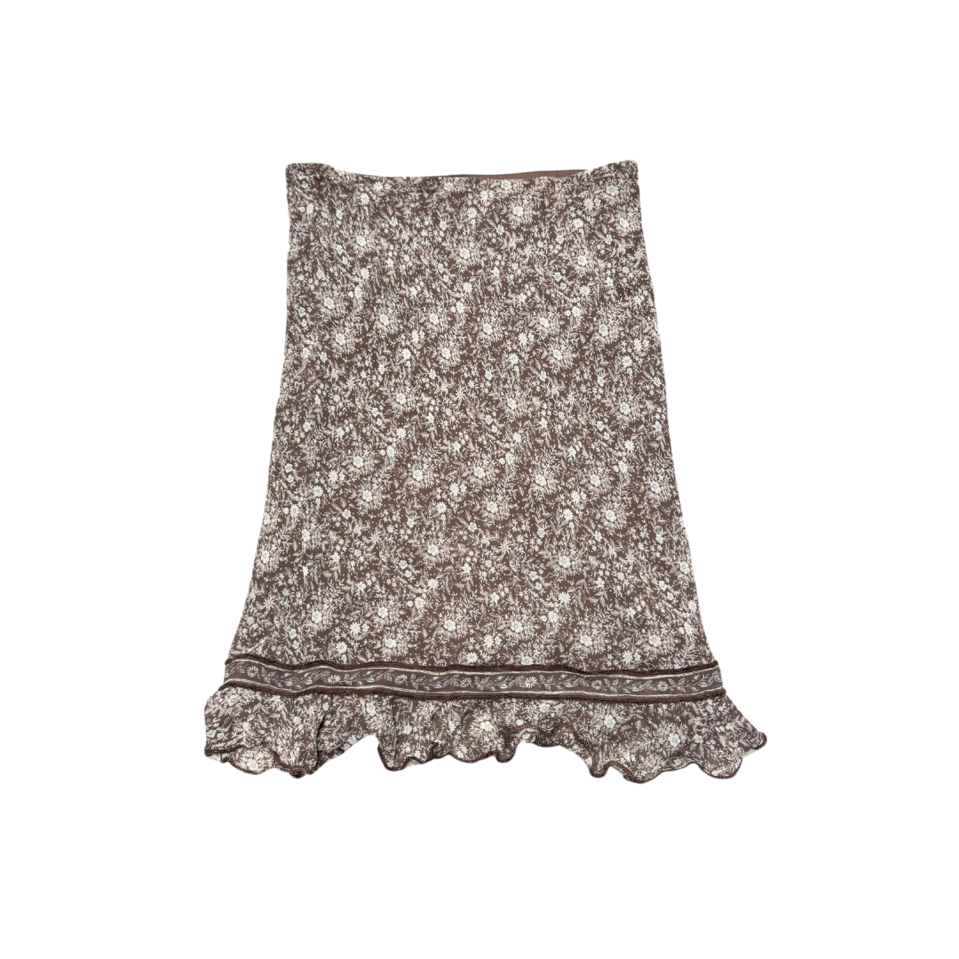Max Studio Brown Floral Midi Skirt