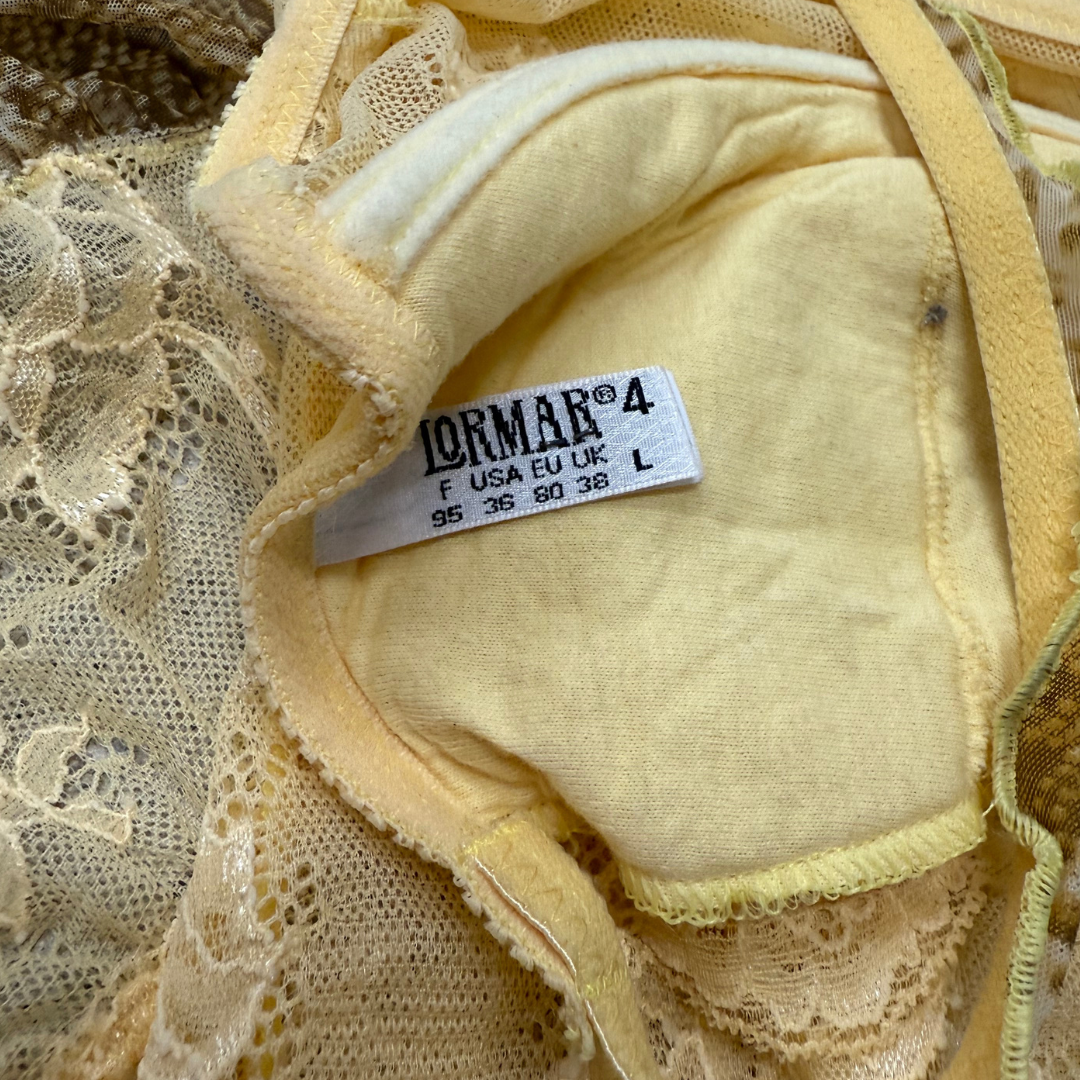 Lorma Yellow Lace Bustier Slip Dress