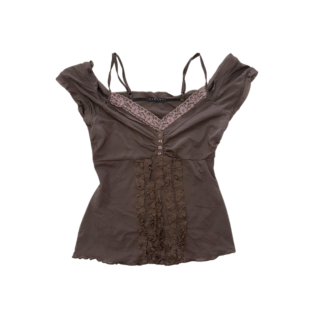 Sisley Brown Lace Top