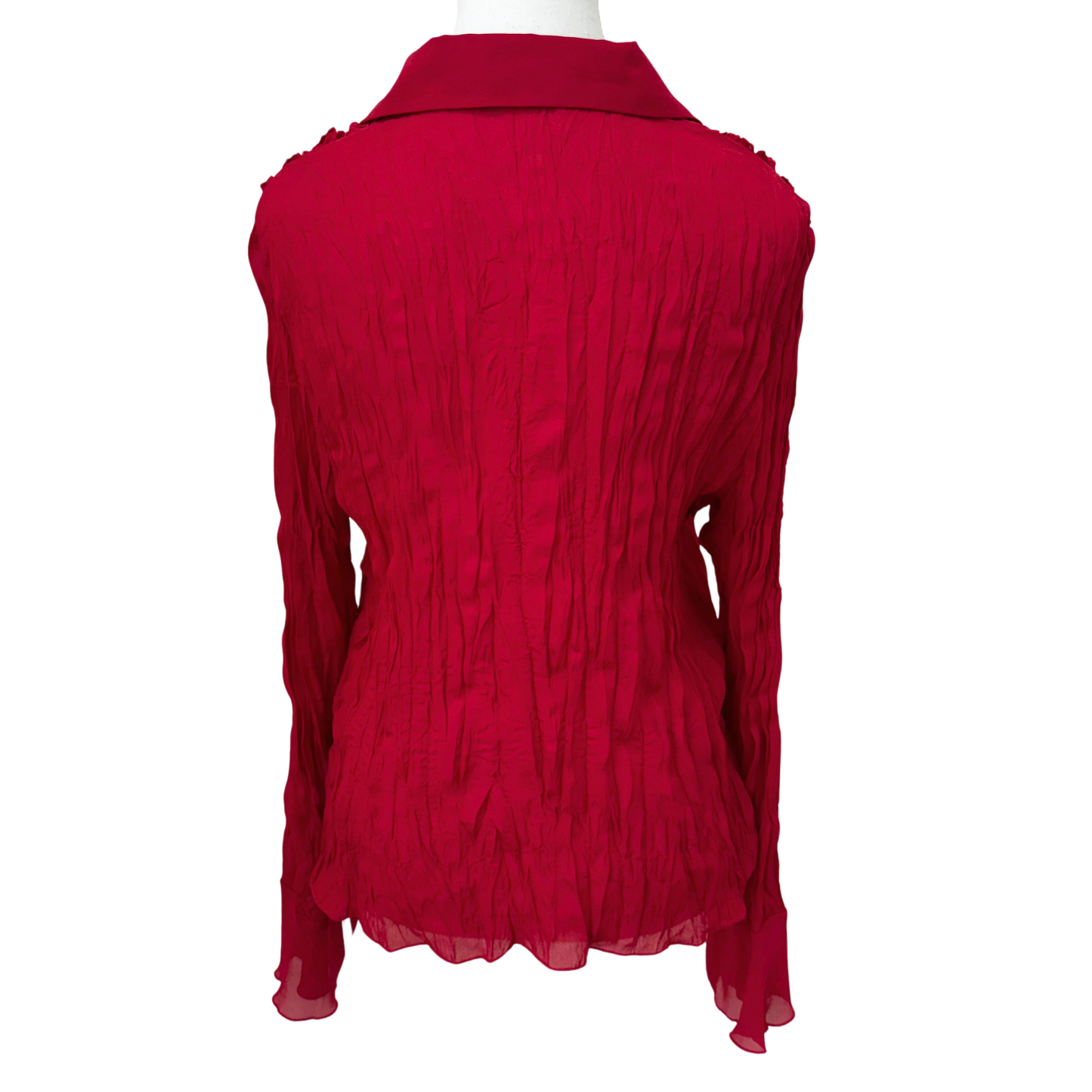 Red Ruffle Long Sleeve Blouse