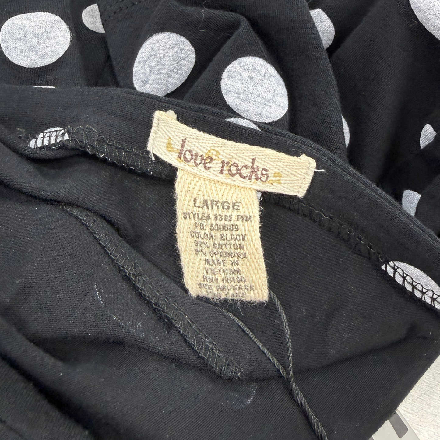 Love Rocks Black White Polka Dot Top
